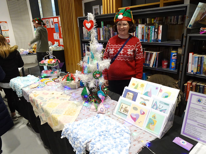 Craft stalls, Clay Farm Centre Christmas Fair. Photo: Andrew Roberts, 9 December 2023.