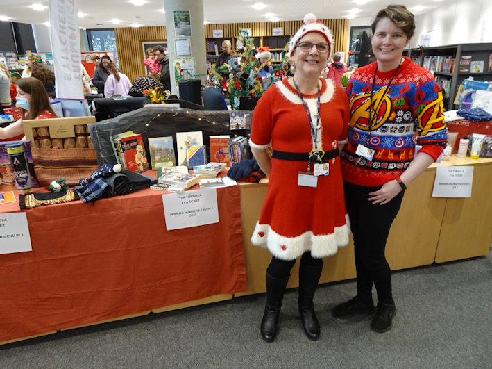 Alison Woods and Elena Morgan, Clay Farm Centre Christmas Fair. Photo: Andrew Roberts, 9 December 2023.