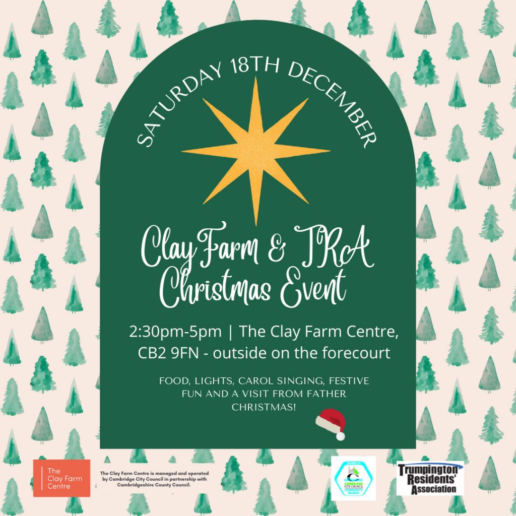 Poster advertising the Clay Farm Centre Christmas event, 18 December 2021.